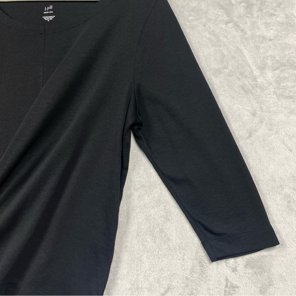 J. Jill Perfect Pima 3/4 Sleeve Seamed Tee Black Size XL Scoop Neck - Picture 2 of 6